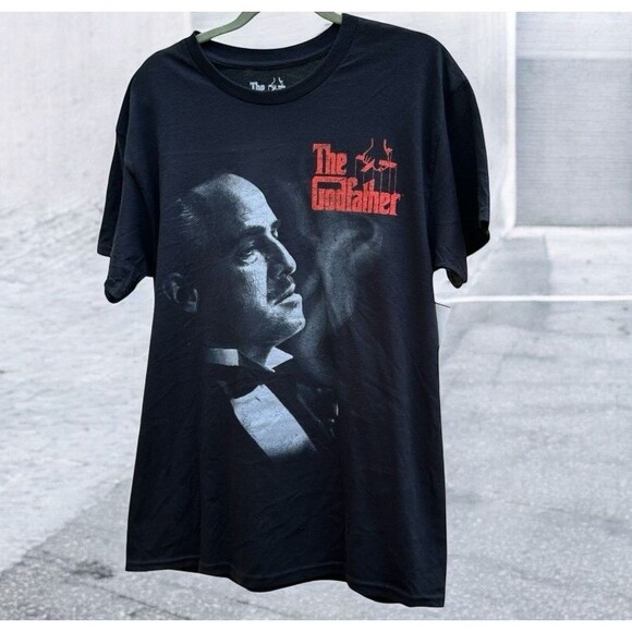 The Godfather Graphic Print Black Short Sleeve T-Shirt Marlon Brando -Size Large - Picture 1 of 5